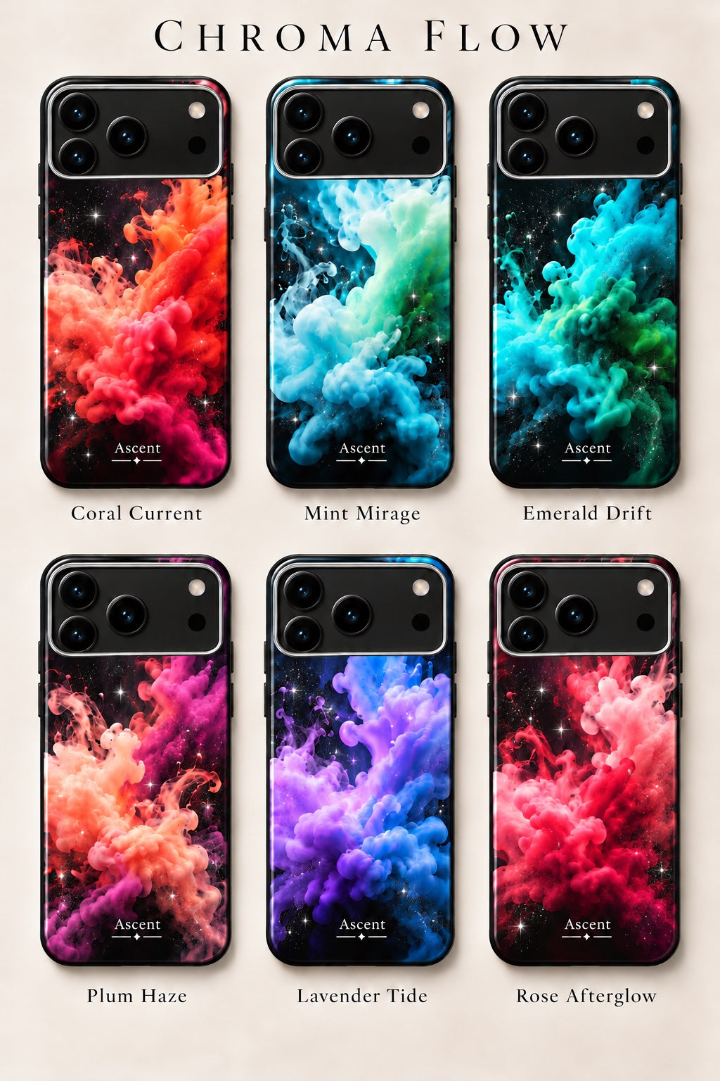 Chroma Flow: six colorful phone case designs